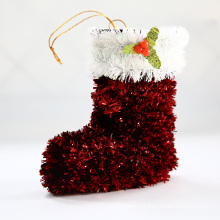 Foil	Glitter Tinsel Christmas Socks Plastic Frame Christmas Tree Ornaments Hanging Decoration